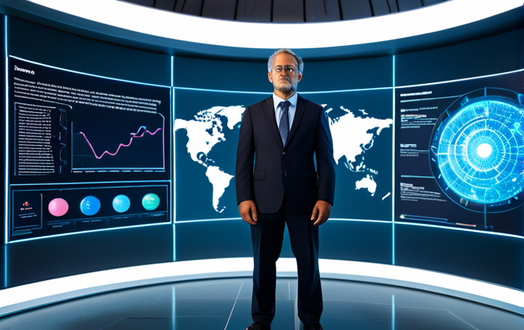 A diverse professional, dressed in a modest business suit, stands confidently in a futuristic, brightly lit learning hub. The environment showcases holographic displays of data analytics, digital skill trees, and abstract representations of evolving technology. The individual is looking forward, symbolizing progress and lifelong learning, with a determined yet thoughtful expression. The scene emphasizes modern professional development and adaptation to change. fully clothed, appropriate attire, professional dress, safe for work, perfect anatomy, correct proportions, natural pose, well-formed hands, proper finger count, natural body proportions, high quality, professional photography, appropriate content, family-friendly.